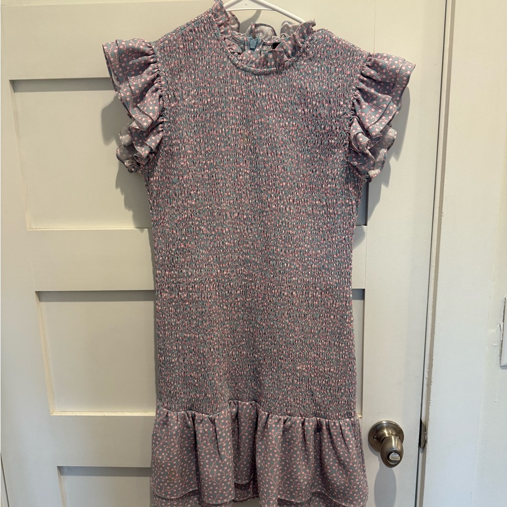 French Connection Ruffled Pink and Gray Dress